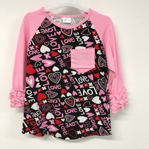 Little girls toddler Long Sleeve Hearts Pocket Easter party birthday girl top